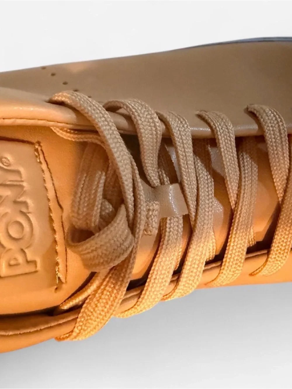 Pony Leather-Look High-Top Sneakers in Camel Tan